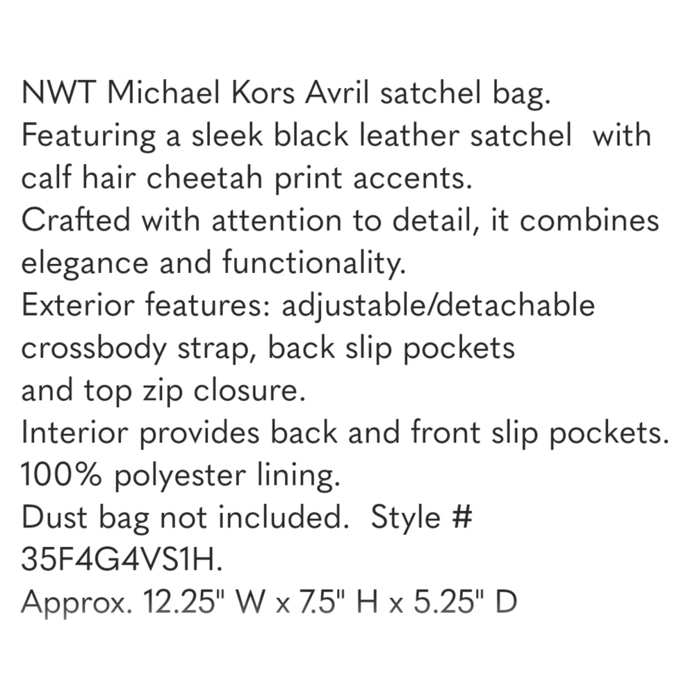 Michael Kors Avril Small Black Leather and Cheetah Print Calf Hair Satchel Bag - Picture 15 of 15